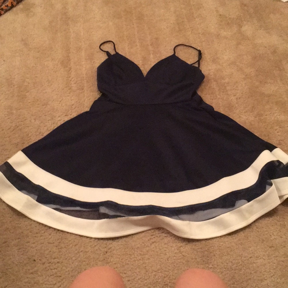 Cute blue and white homecoming dress mini